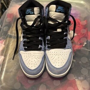 Nike Kids' Air Sneakers - Black and Light Blue unc blue high tops